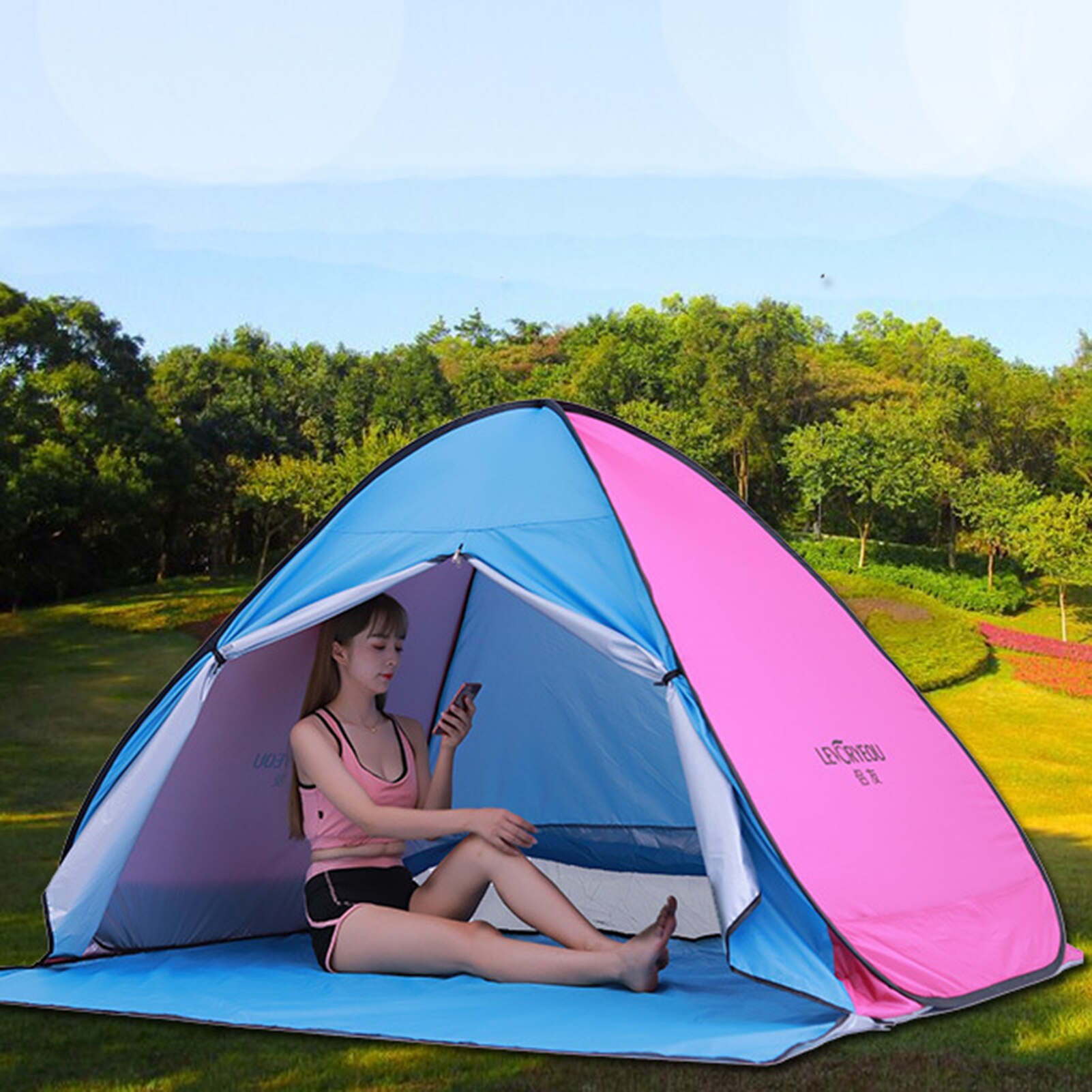 Cheap Goat Tents Outdoor Camping Tent Pop up Fun Play Tent Automatic Instant Tent UV Protection Tent Sun Shade Awning for Camping Beach Backyard Tents 
